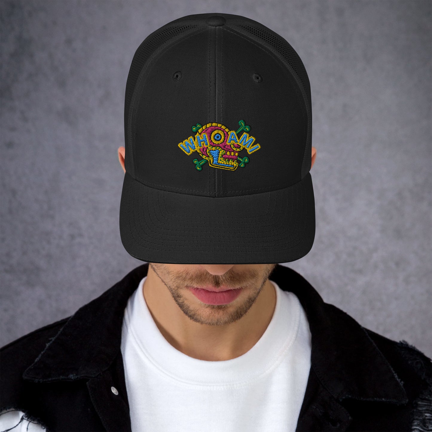 Whoami Skull and bones Trucker Cap