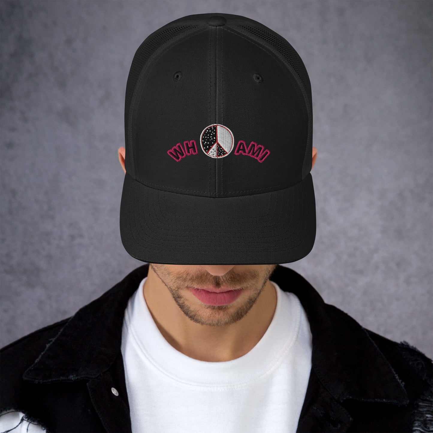 Whoami ying yang peace sign Trucker Cap