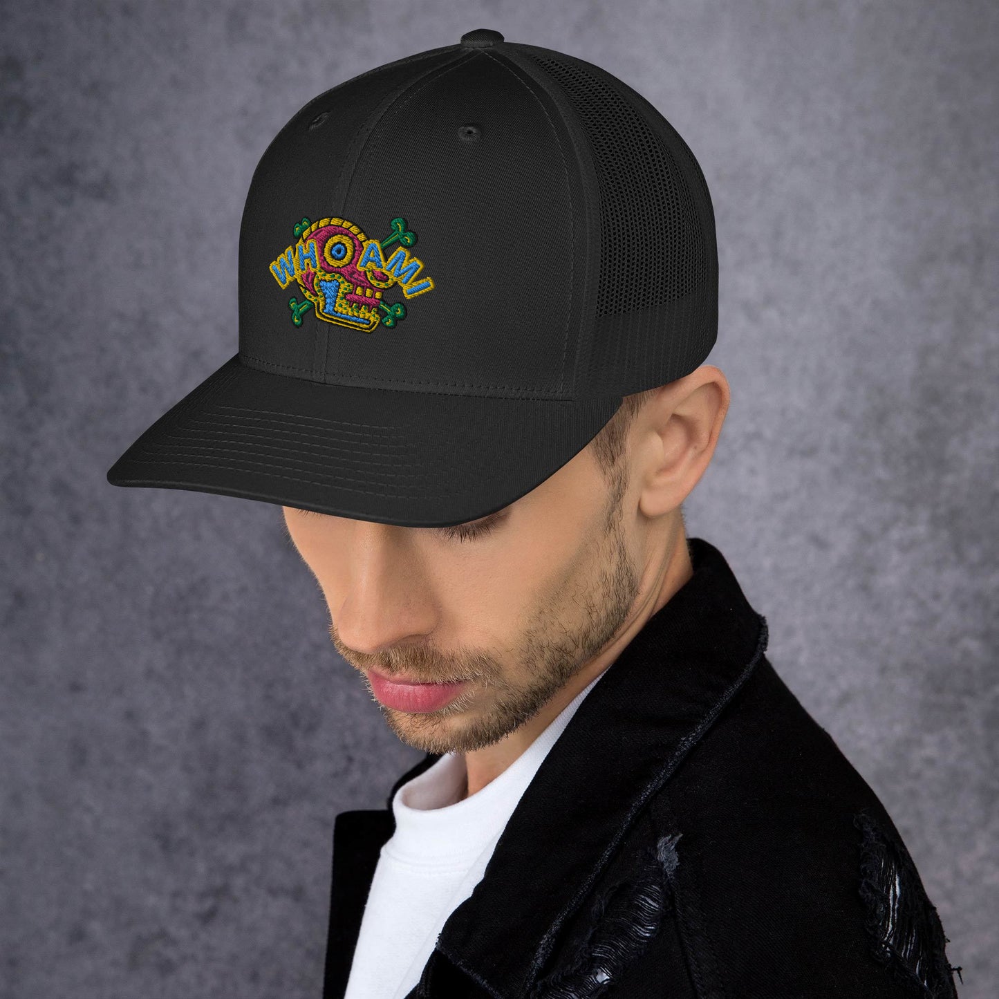 Whoami Skull and bones Trucker Cap