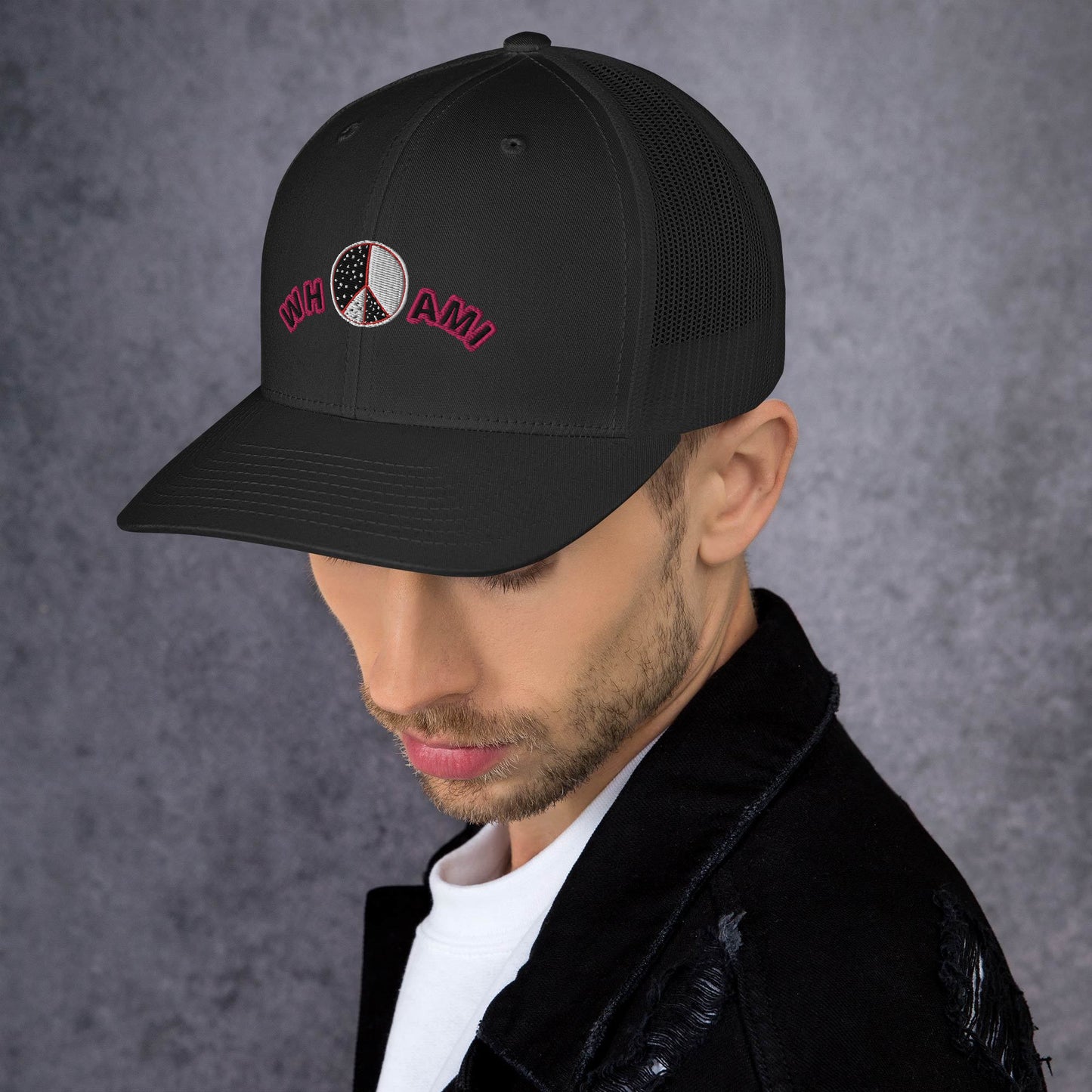 Whoami ying yang peace sign Trucker Cap