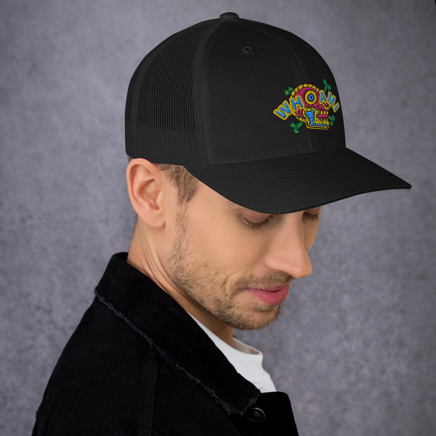Whoami Skull and bones Trucker Cap
