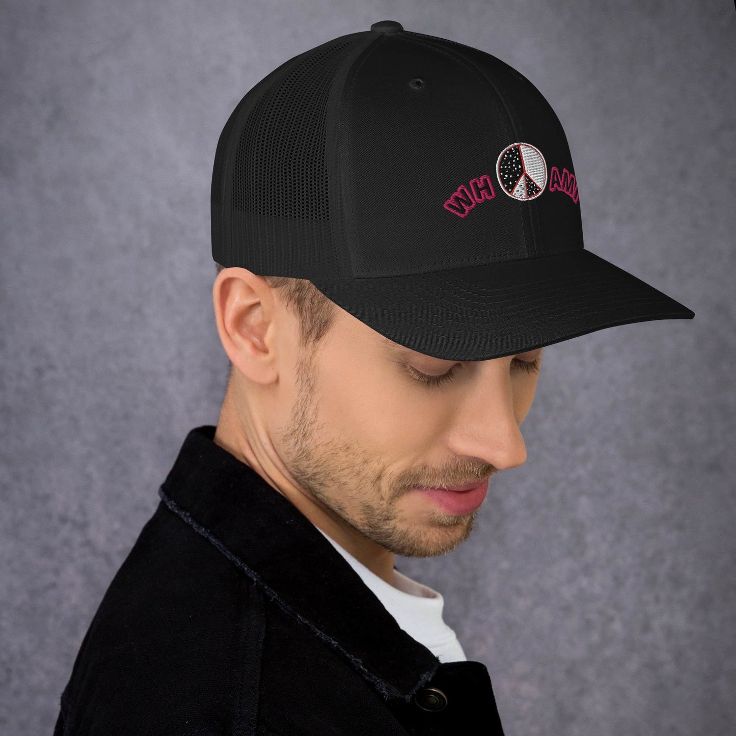 Whoami ying yang peace sign Trucker Cap