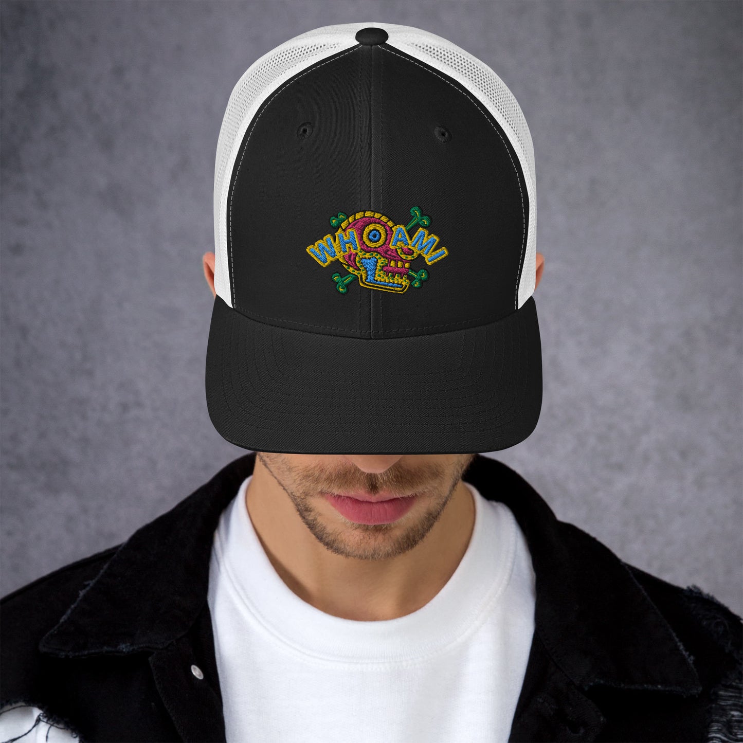 Whoami Skull and bones Trucker Cap