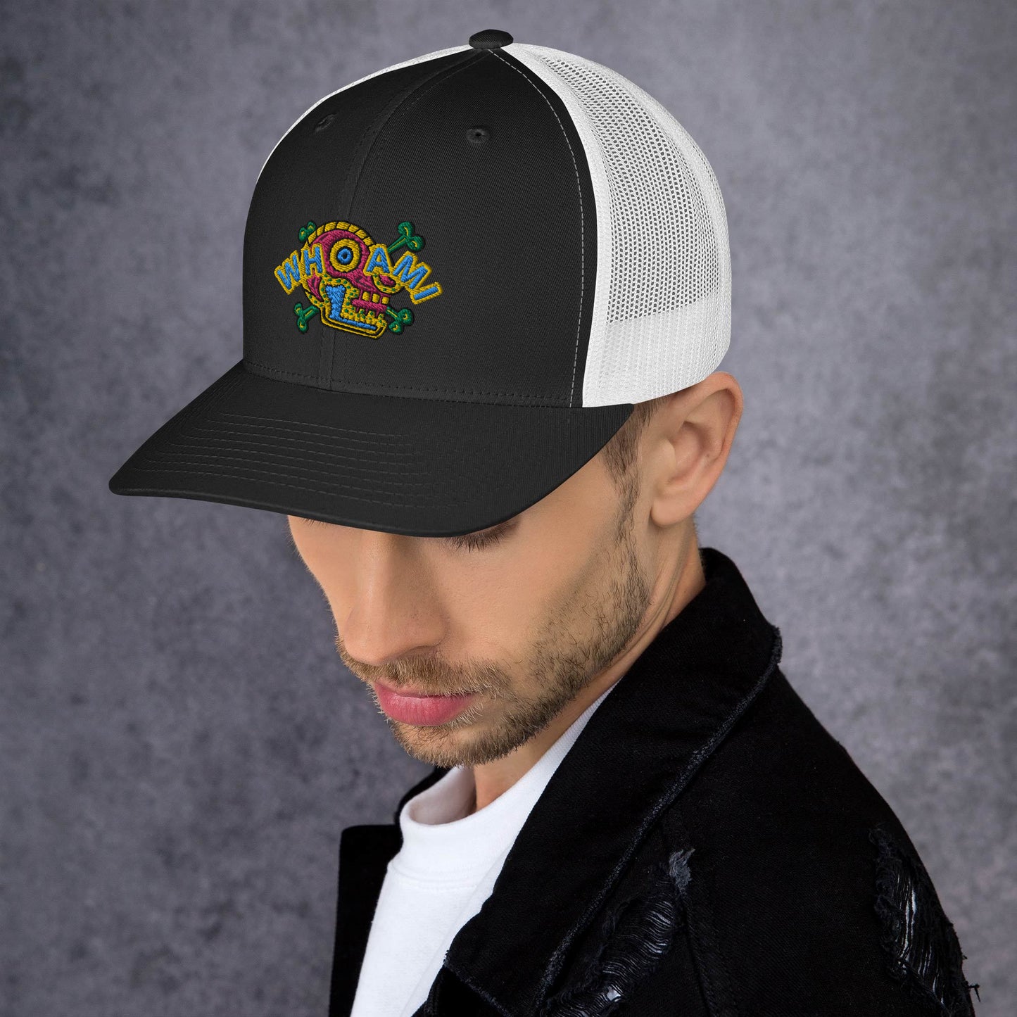 Whoami Skull and bones Trucker Cap