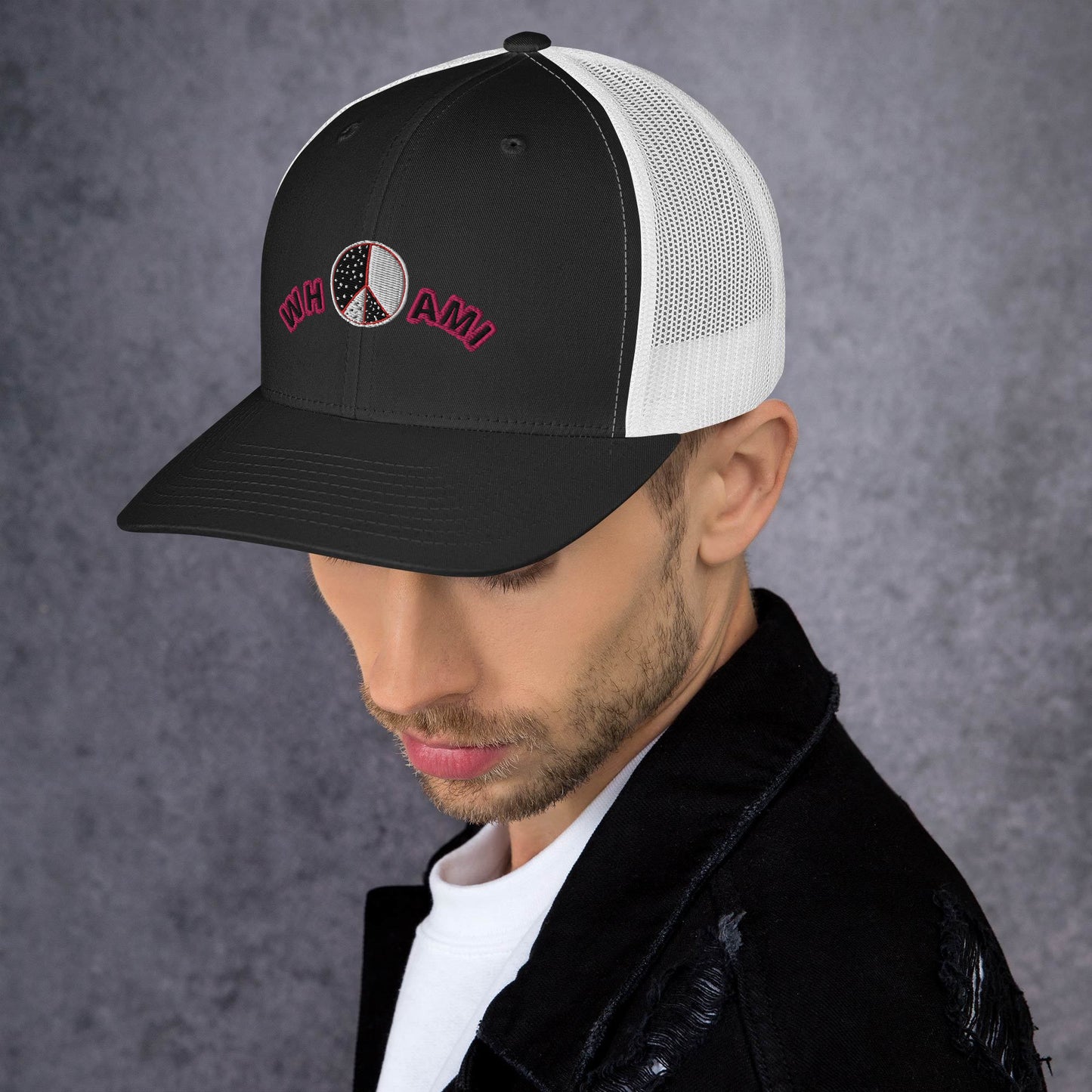 Whoami ying yang peace sign Trucker Cap