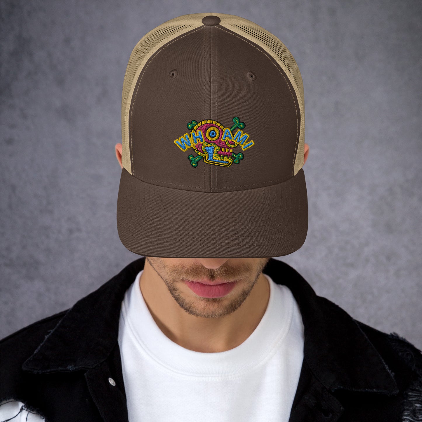 Whoami Skull and bones Trucker Cap