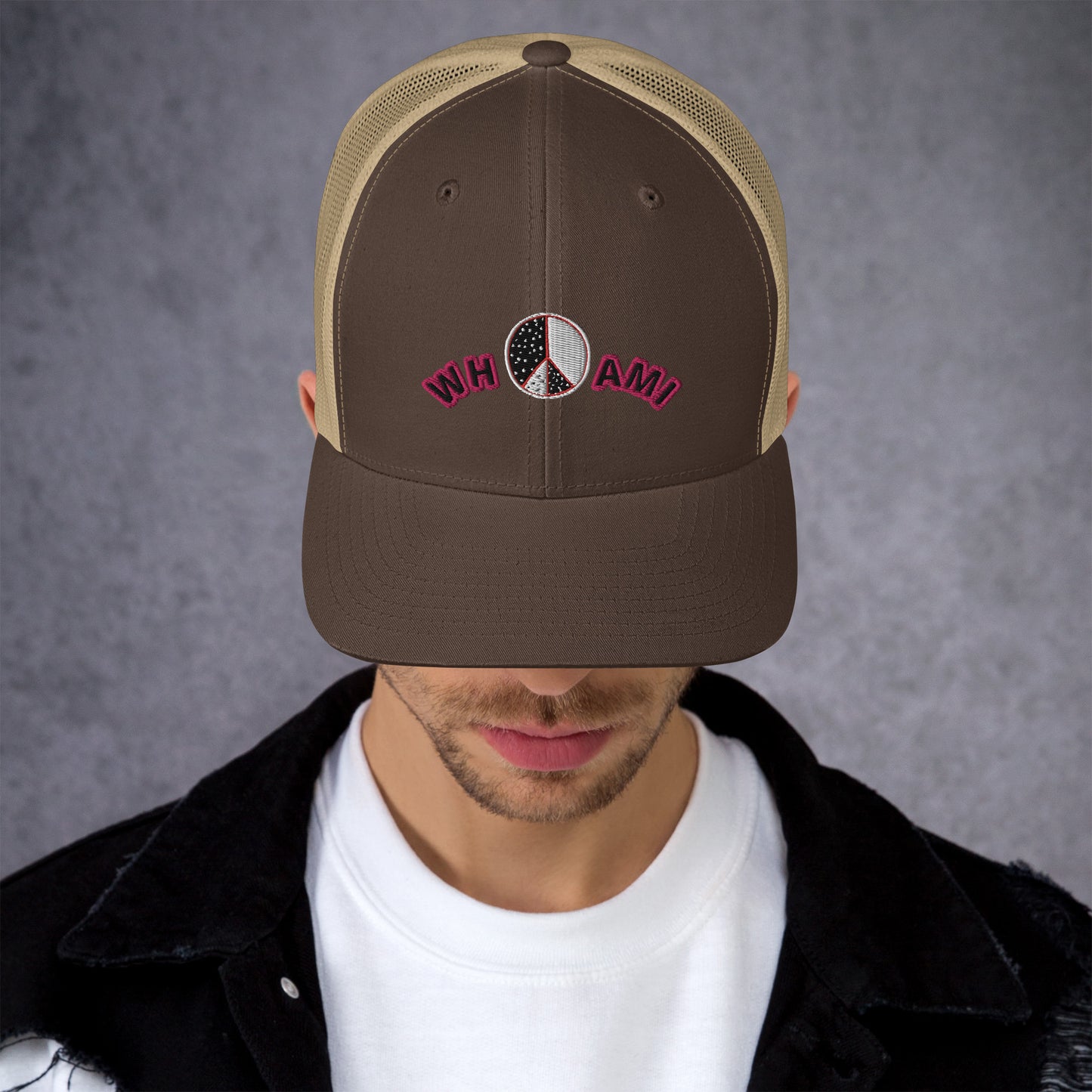 Whoami ying yang peace sign Trucker Cap