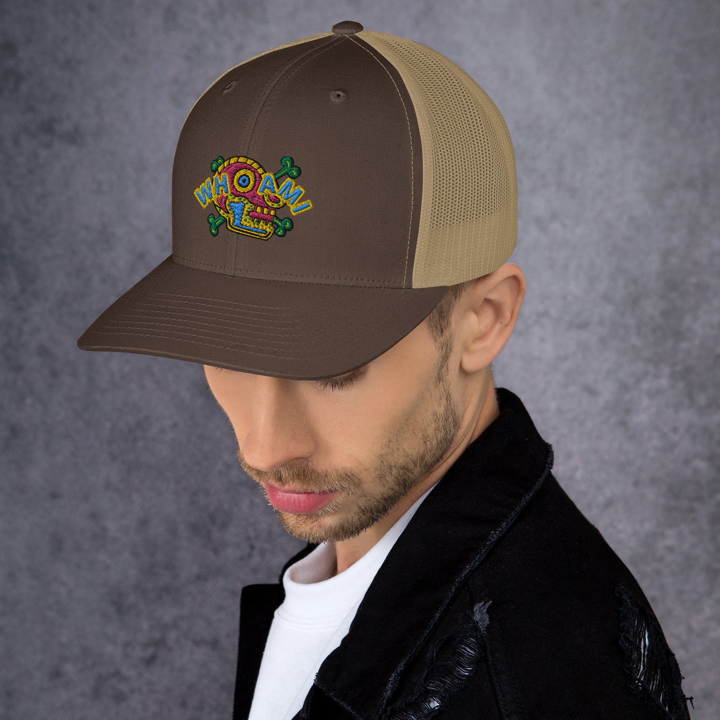 Whoami Skull and bones Trucker Cap