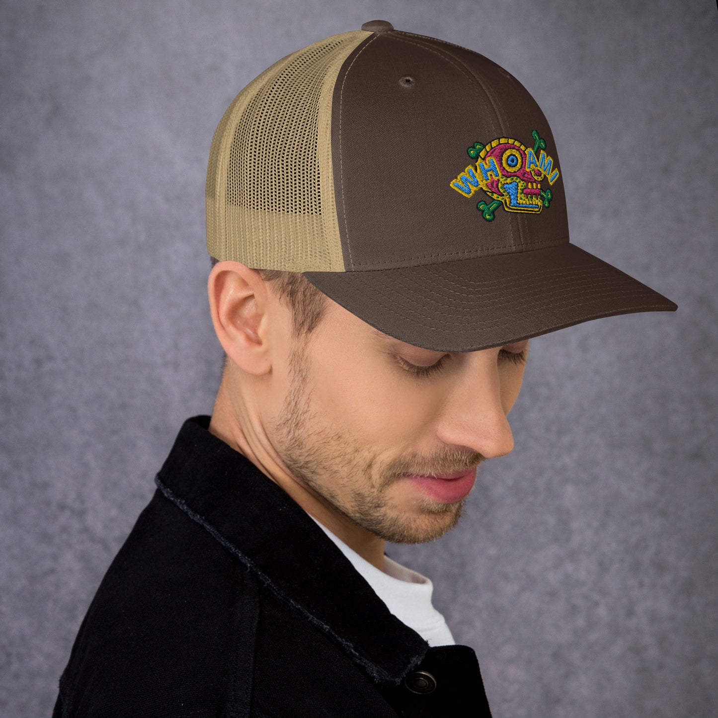 Whoami Skull and bones Trucker Cap