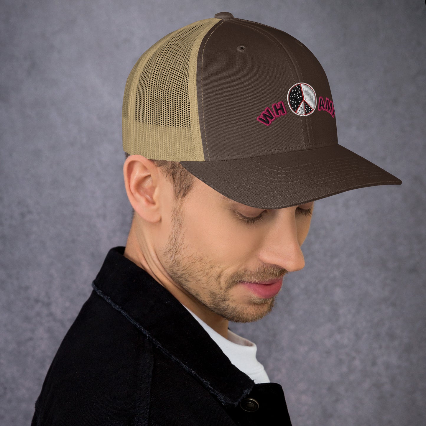 Whoami ying yang peace sign Trucker Cap
