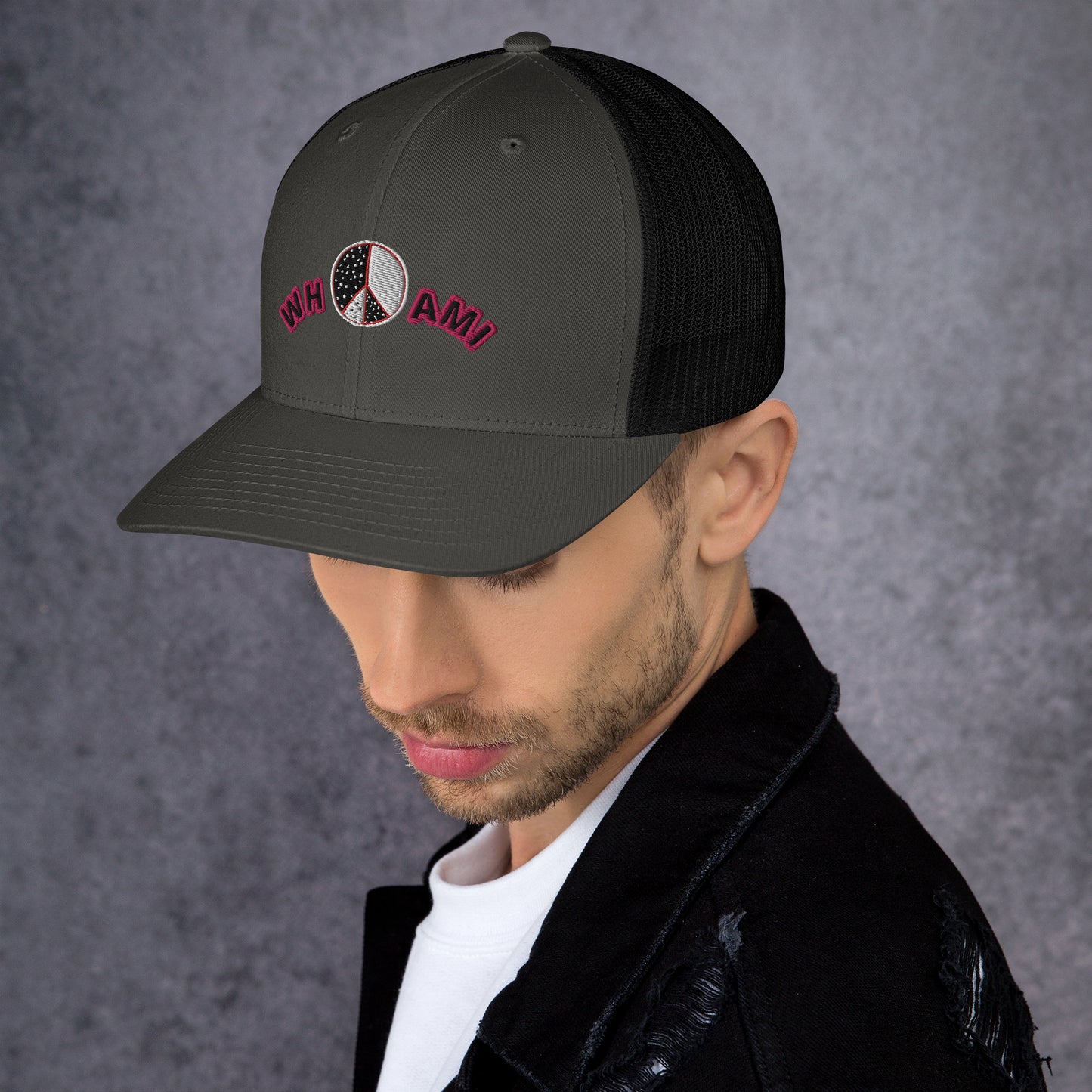Whoami ying yang peace sign Trucker Cap