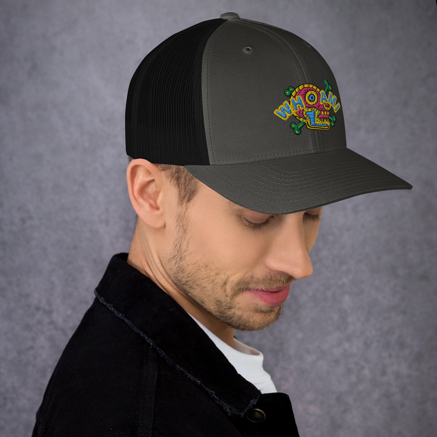 Whoami Skull and bones Trucker Cap