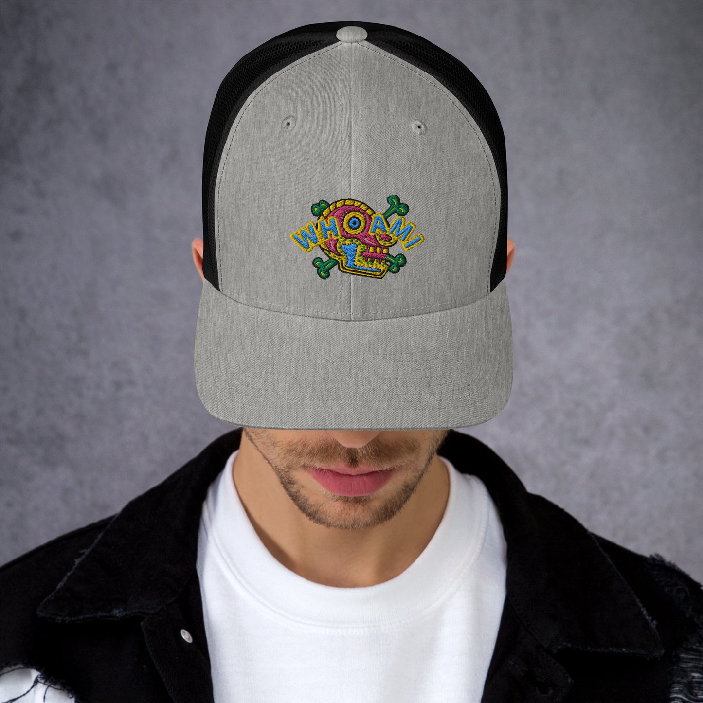 Whoami Skull and bones Trucker Cap