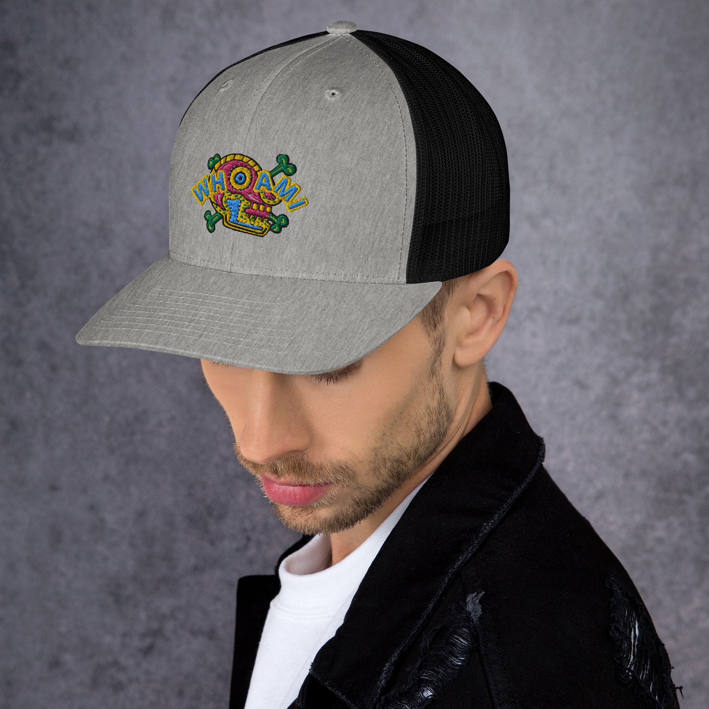 Whoami Skull and bones Trucker Cap