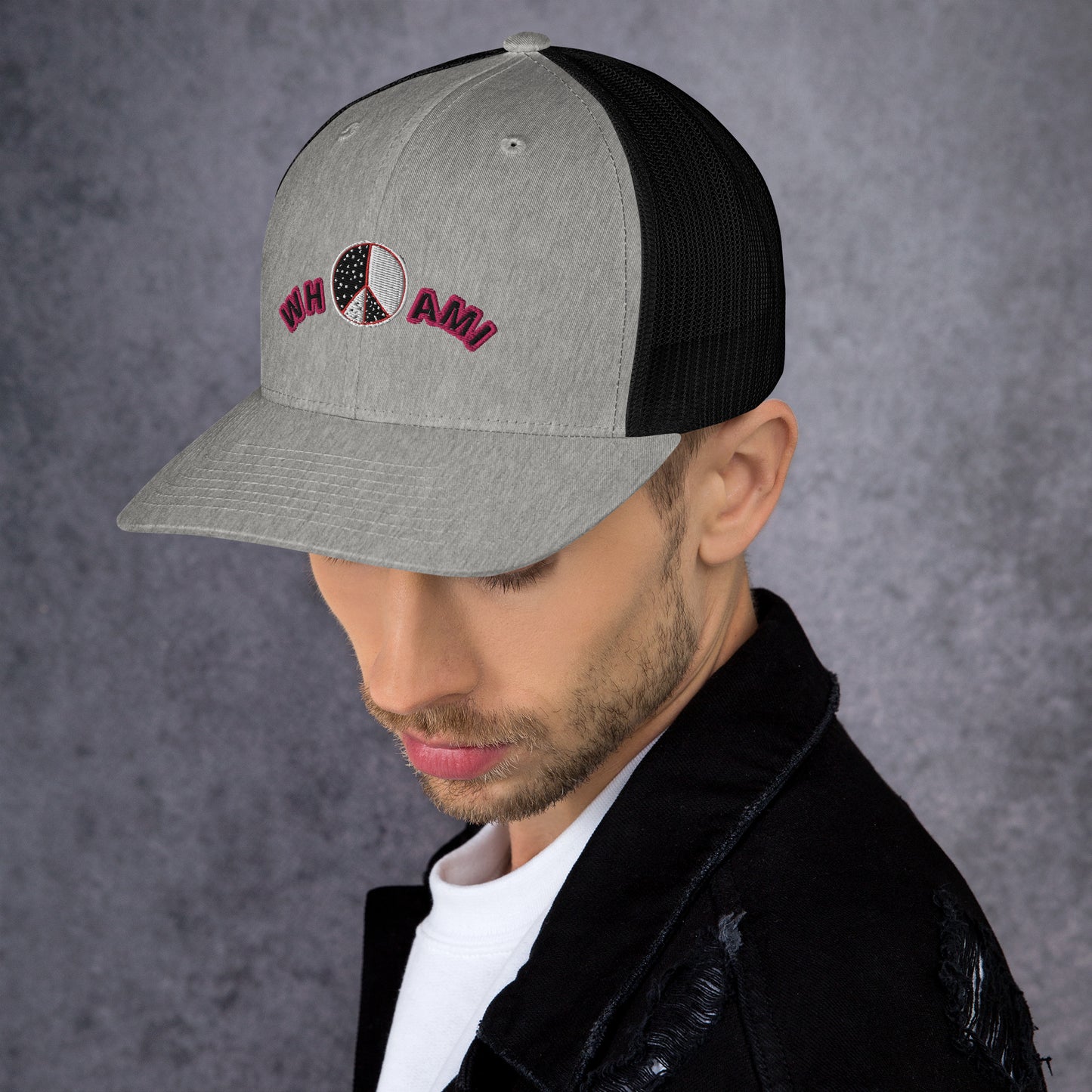 Whoami ying yang peace sign Trucker Cap
