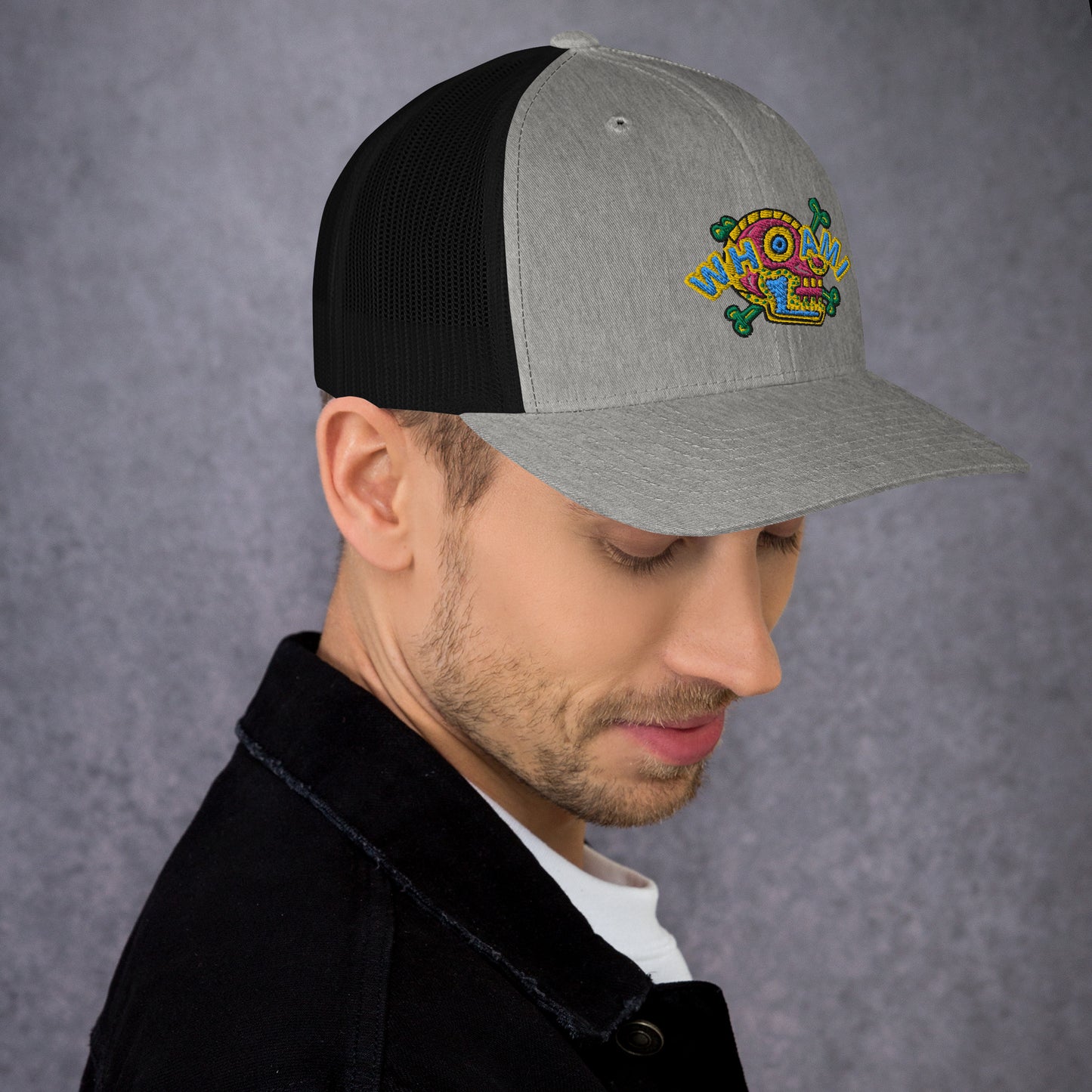 Whoami Skull and bones Trucker Cap