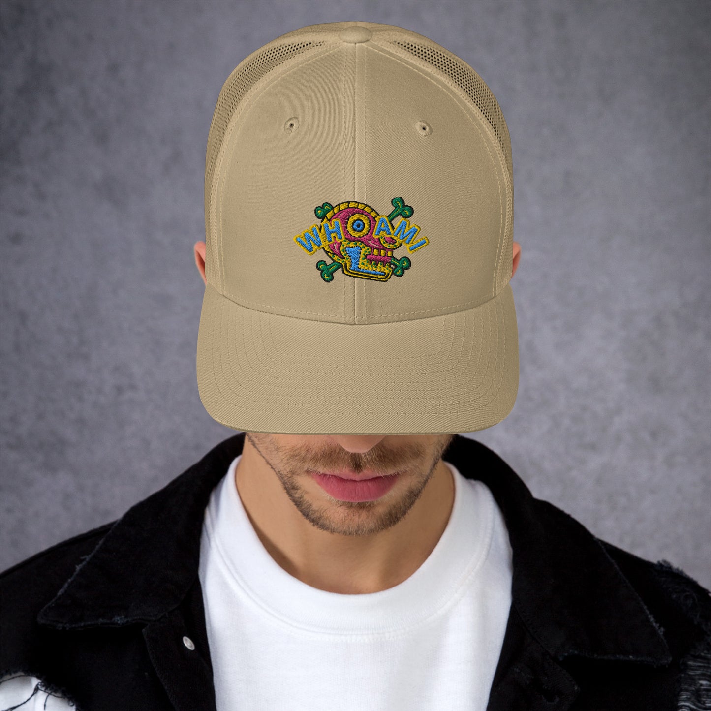 Whoami Skull and bones Trucker Cap