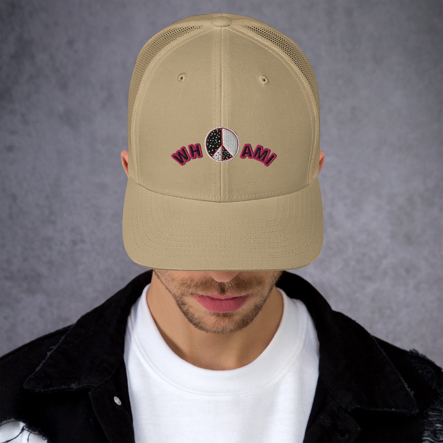 Whoami ying yang peace sign Trucker Cap