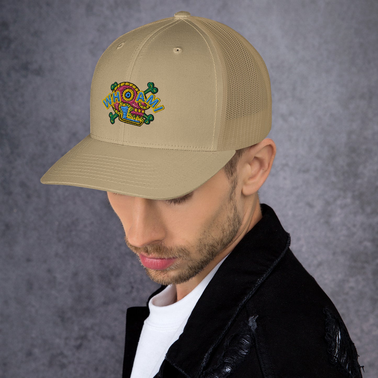 Whoami Skull and bones Trucker Cap