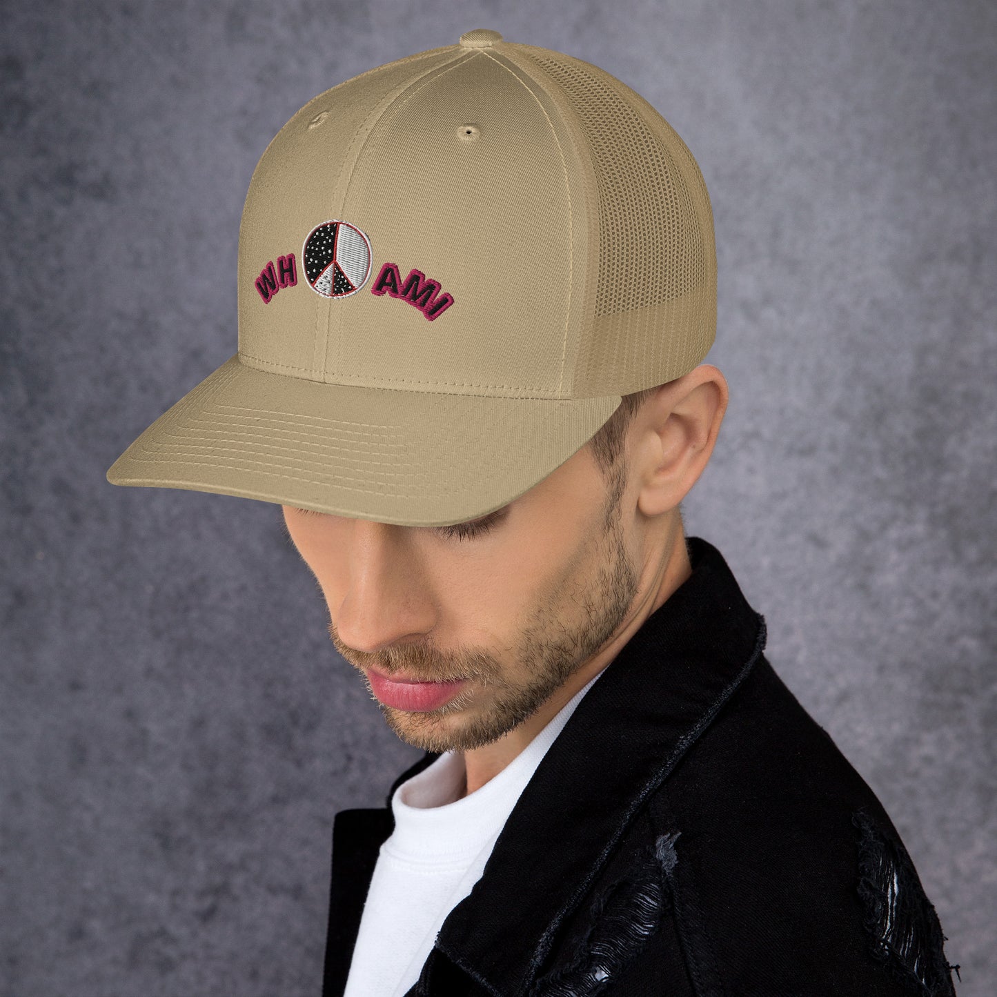 Whoami ying yang peace sign Trucker Cap