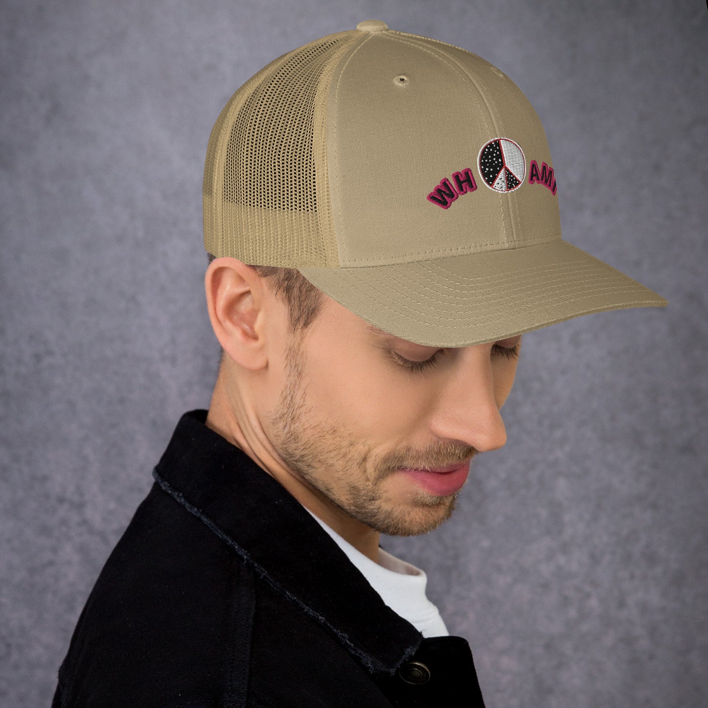 Whoami ying yang peace sign Trucker Cap