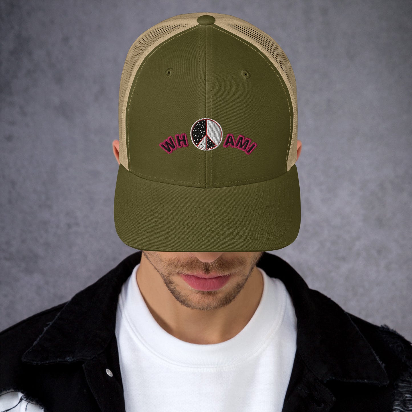 Whoami ying yang peace sign Trucker Cap