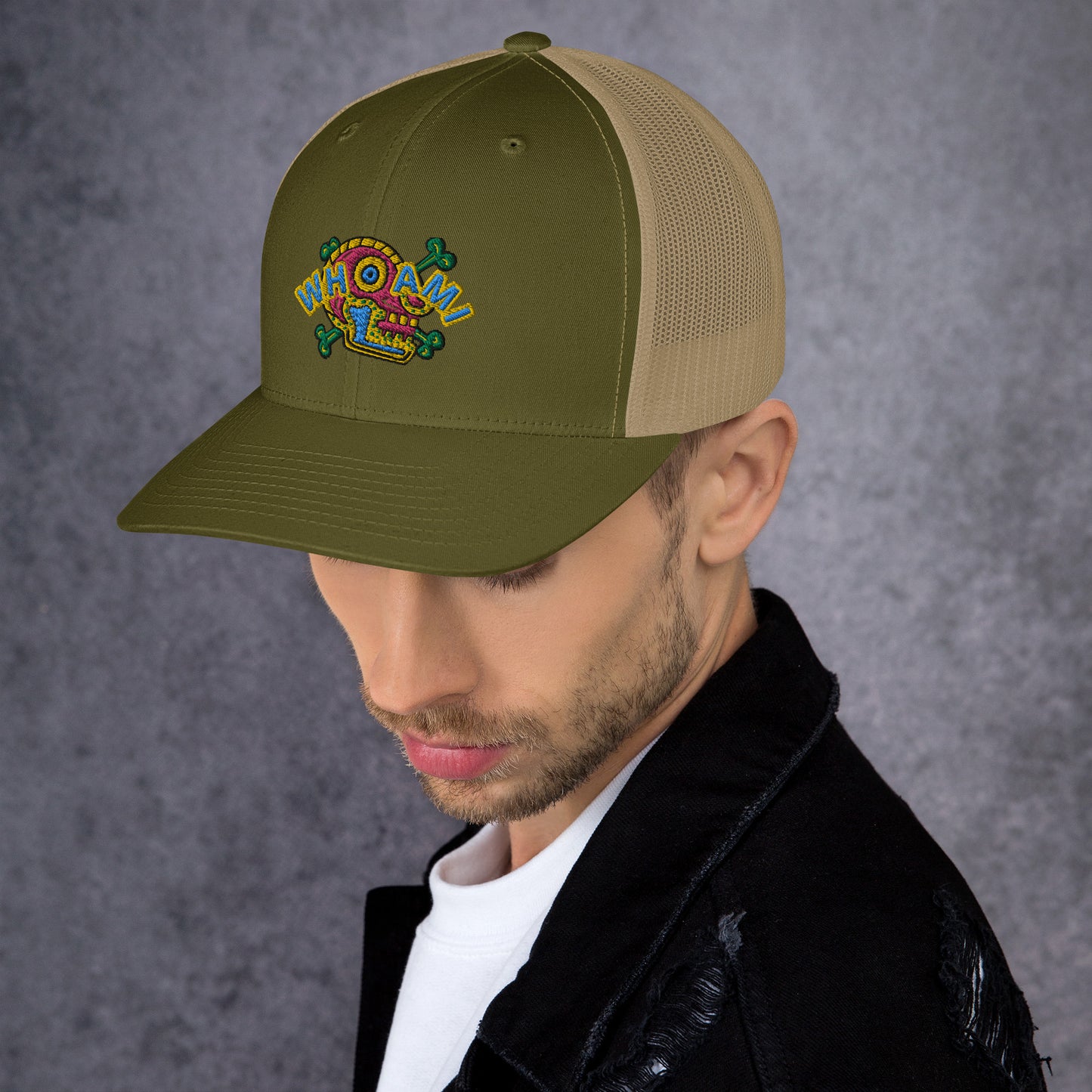 Whoami Skull and bones Trucker Cap