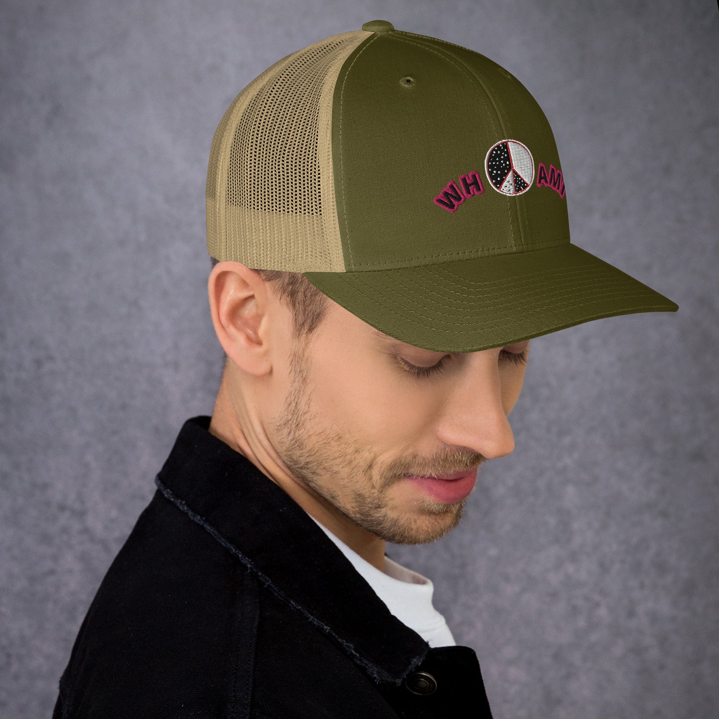 Whoami ying yang peace sign Trucker Cap