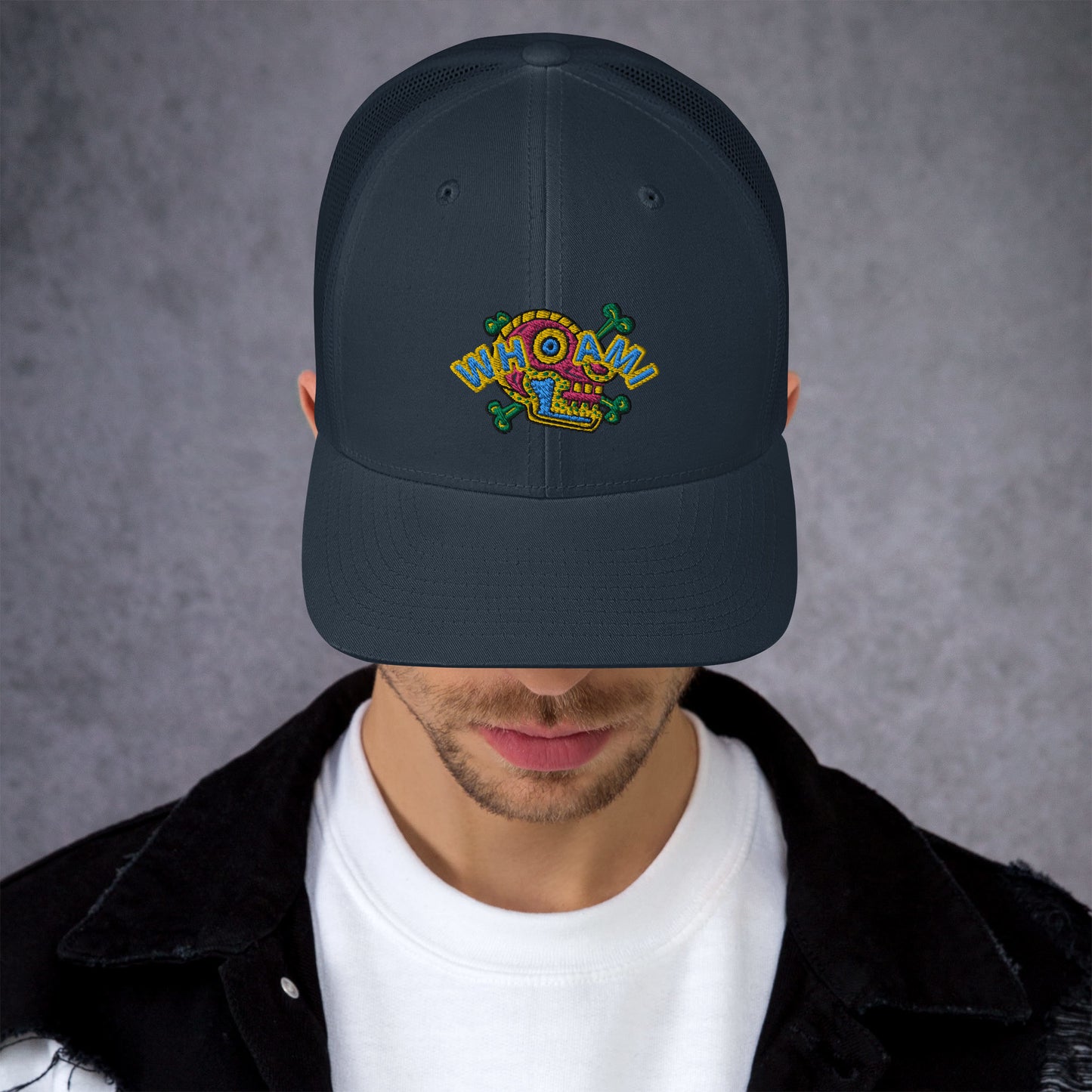 Whoami Skull and bones Trucker Cap
