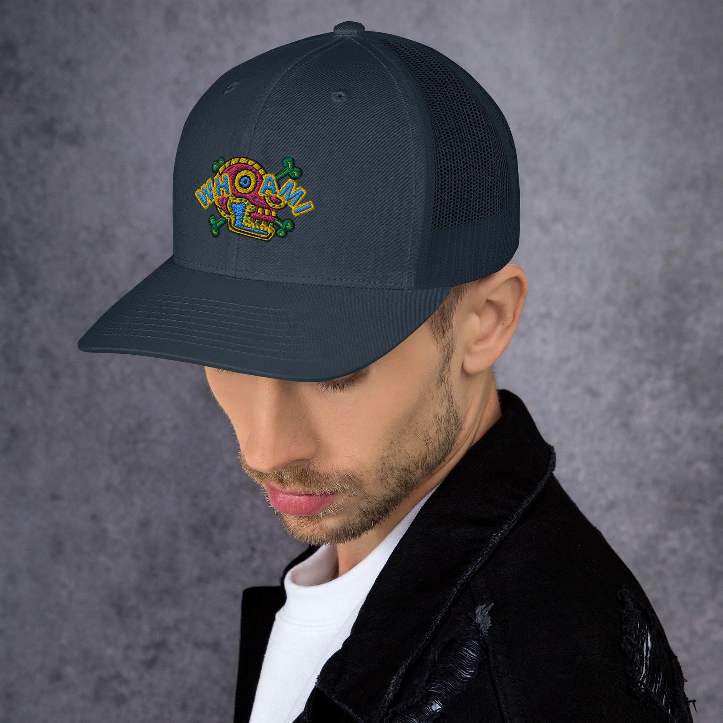 Whoami Skull and bones Trucker Cap