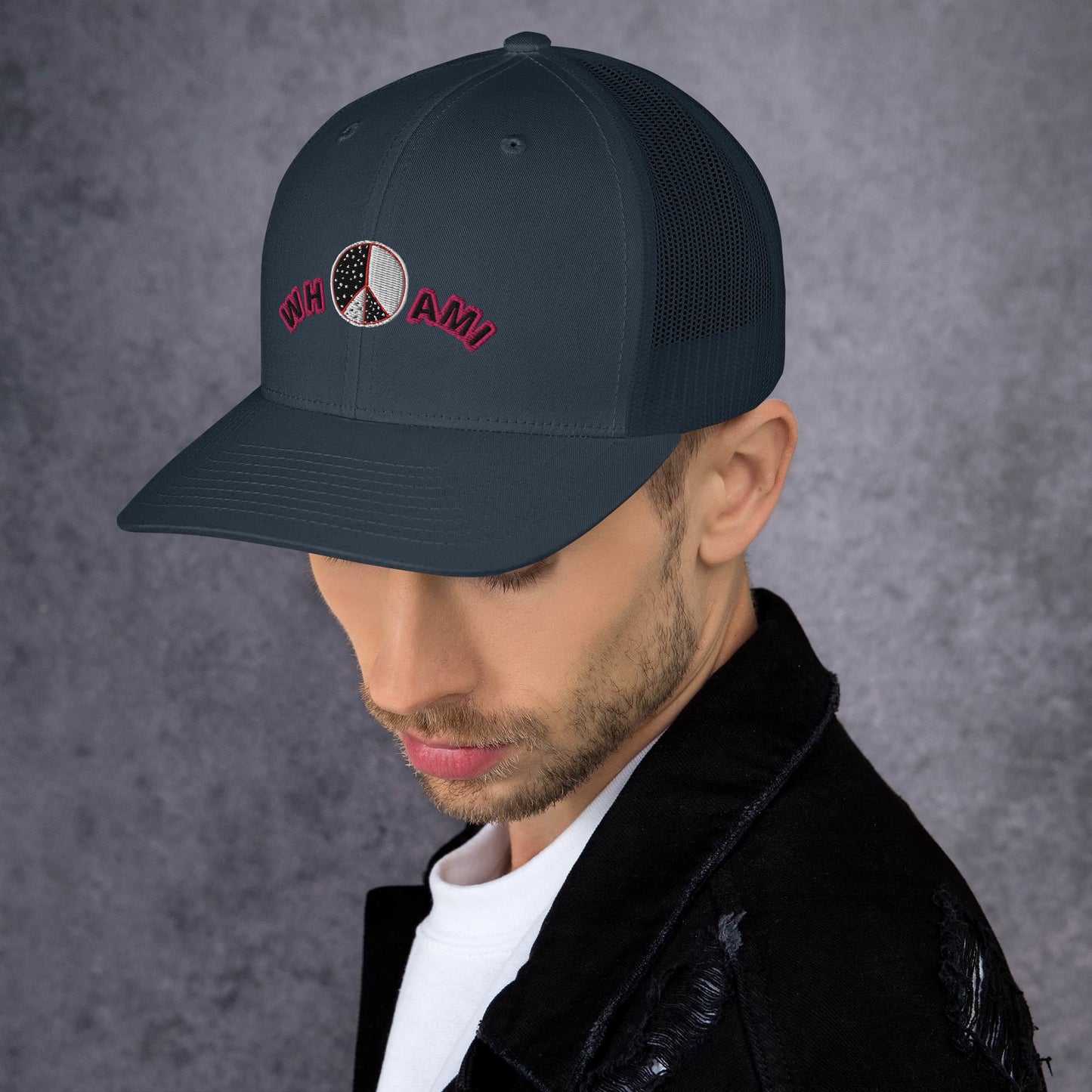 Whoami ying yang peace sign Trucker Cap