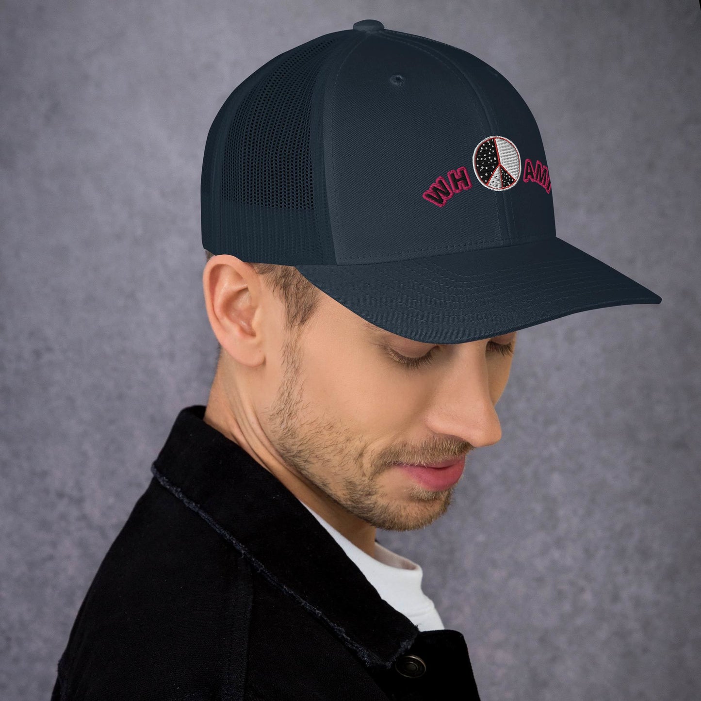 Whoami ying yang peace sign Trucker Cap