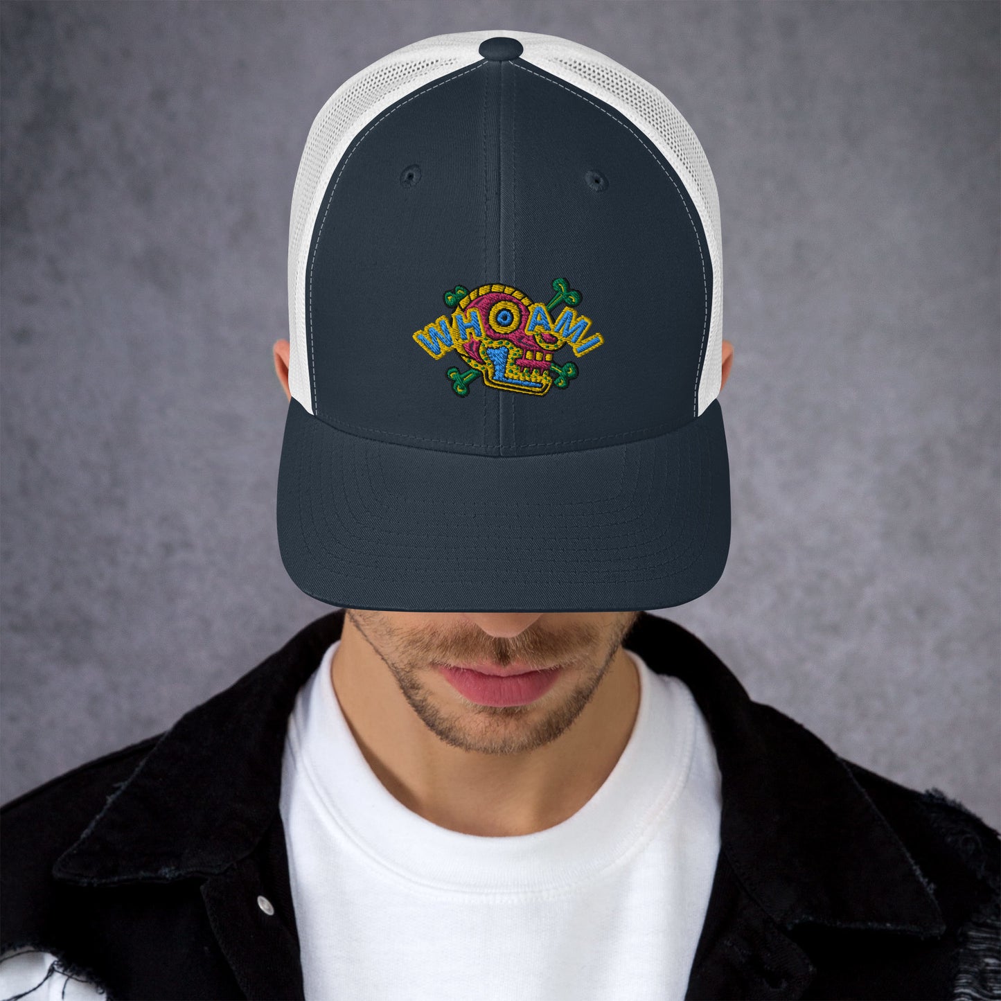 Whoami Skull and bones Trucker Cap