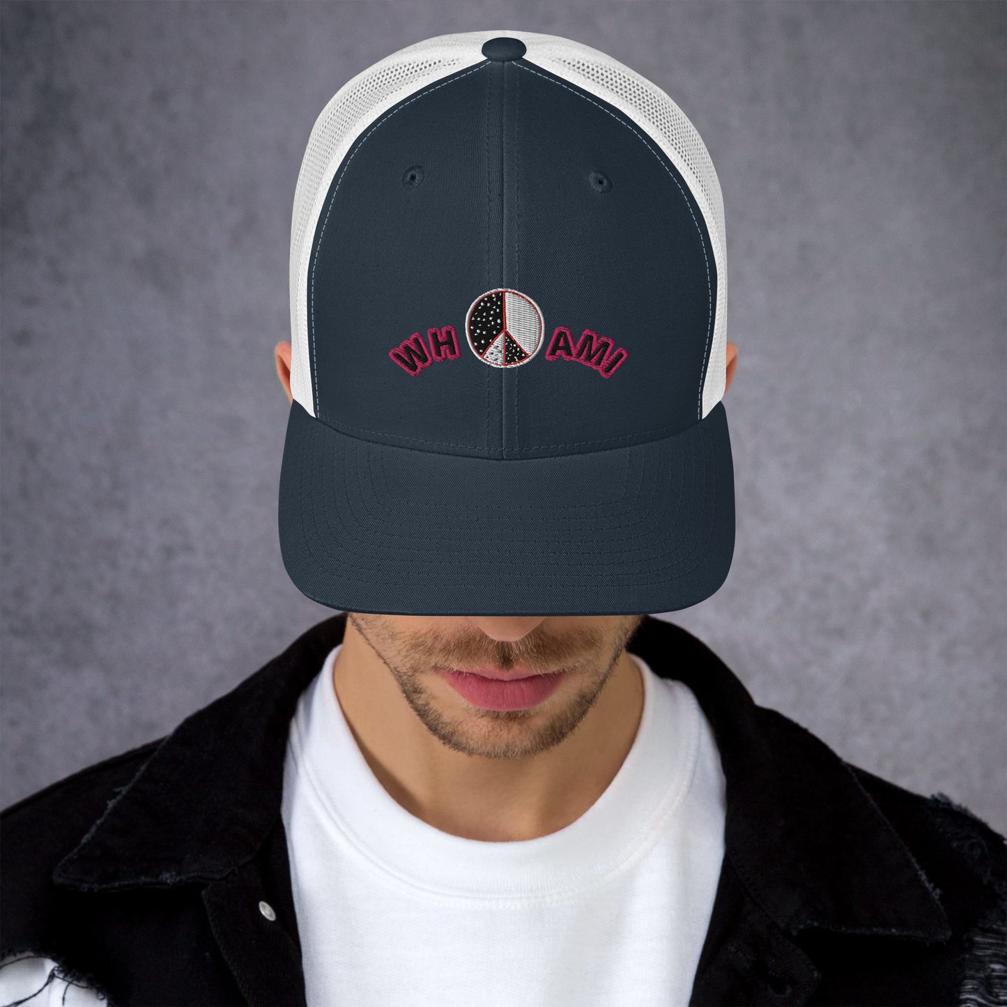 Whoami ying yang peace sign Trucker Cap