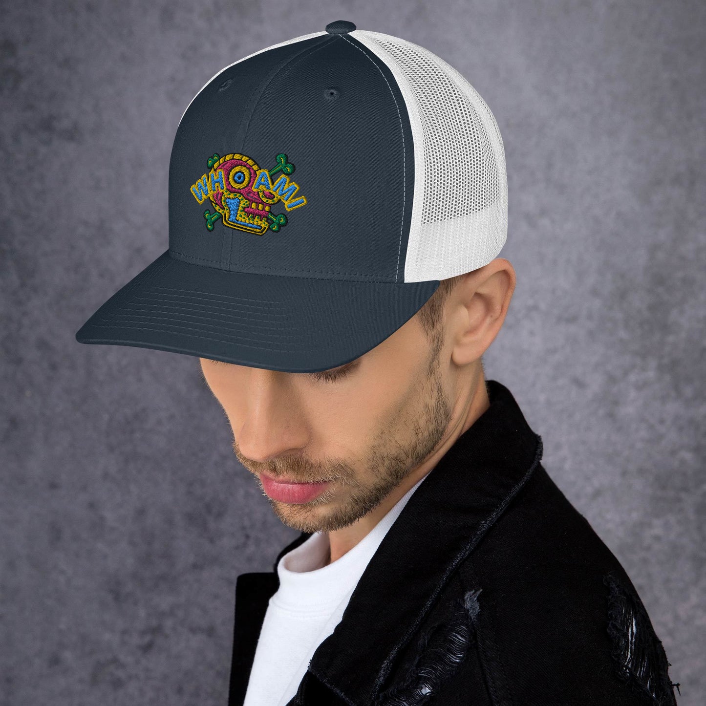 Whoami Skull and bones Trucker Cap