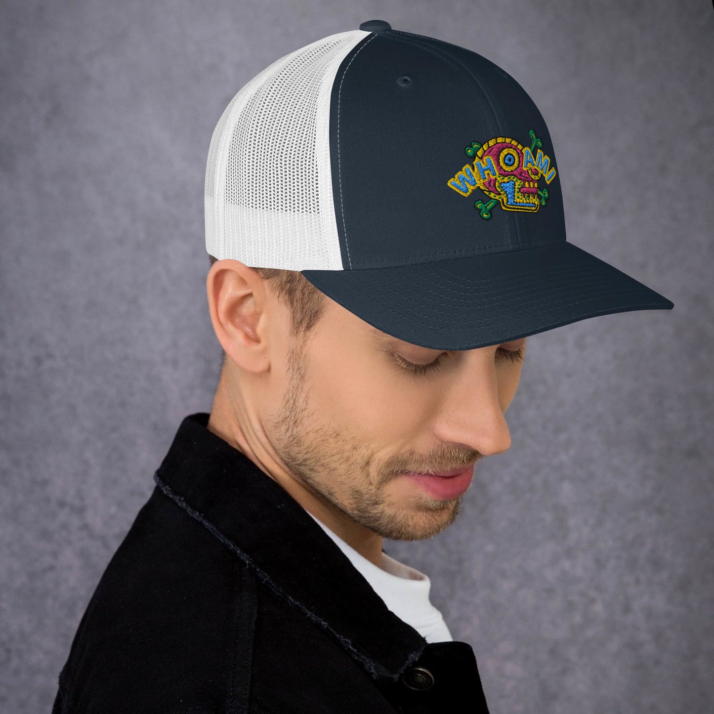 Whoami Skull and bones Trucker Cap