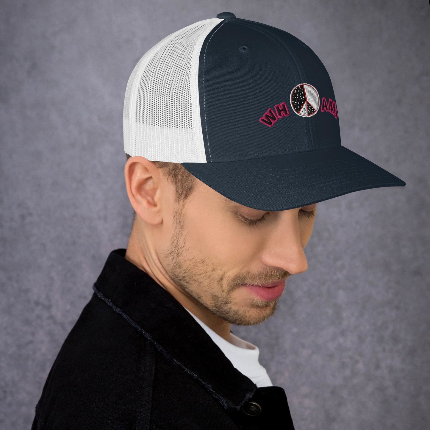 Whoami ying yang peace sign Trucker Cap