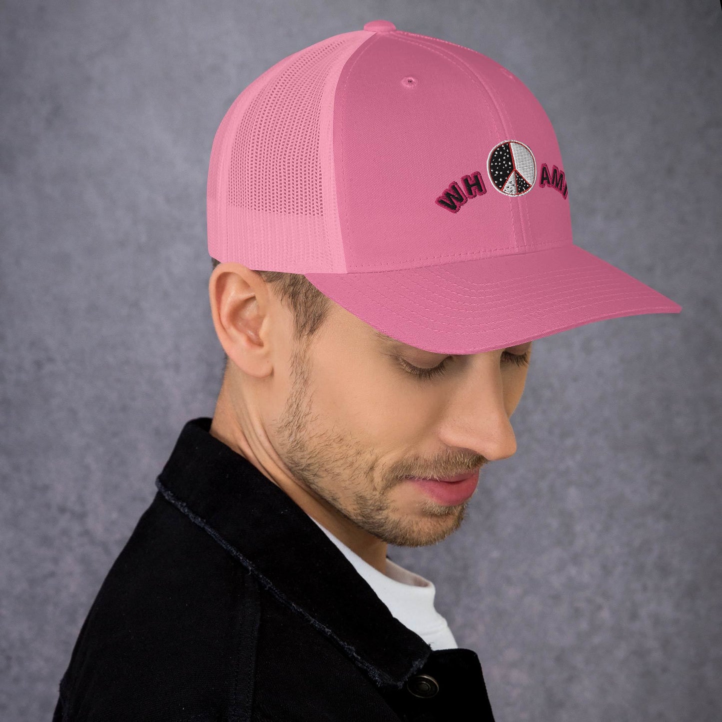 Whoami ying yang peace sign Trucker Cap
