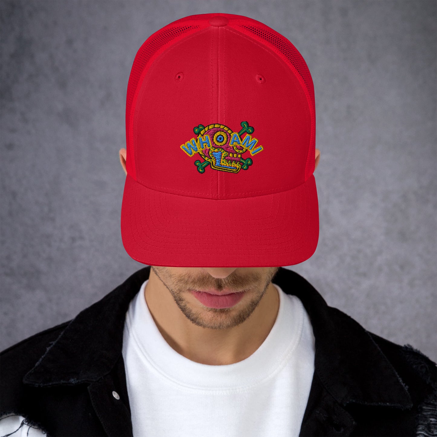 Whoami Skull and bones Trucker Cap