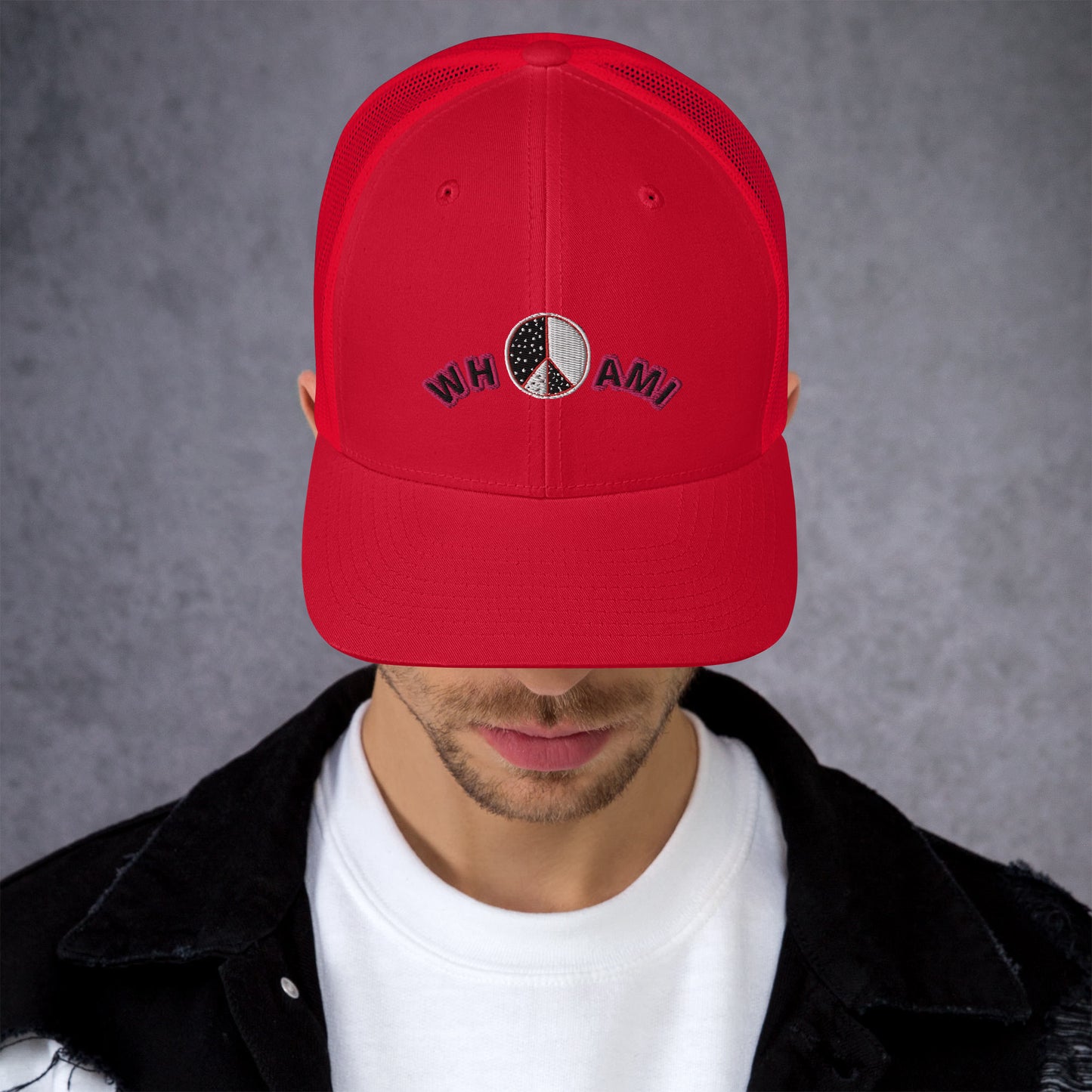Whoami ying yang peace sign Trucker Cap