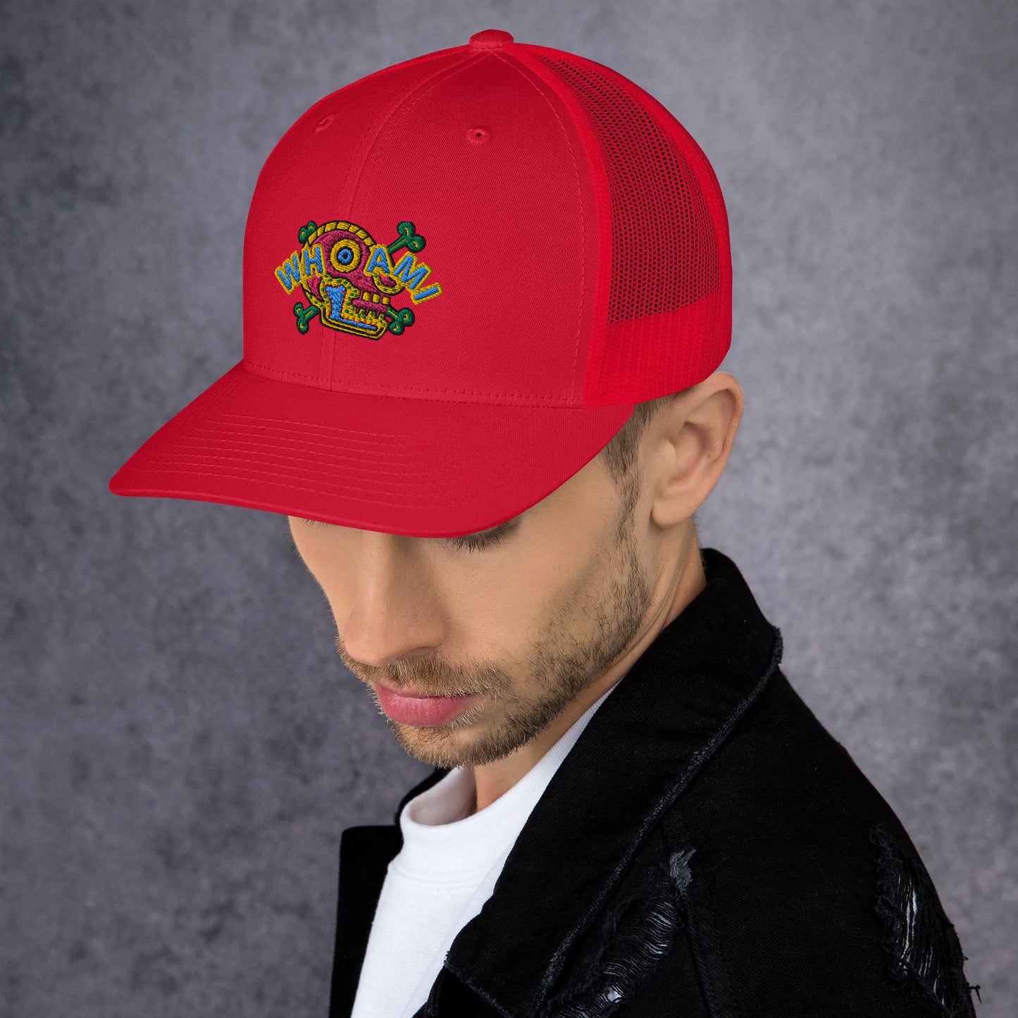 Whoami Skull and bones Trucker Cap