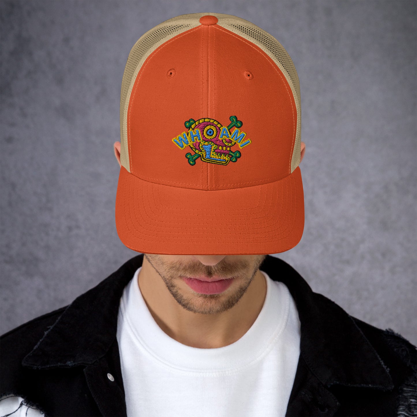 Whoami Skull and bones Trucker Cap