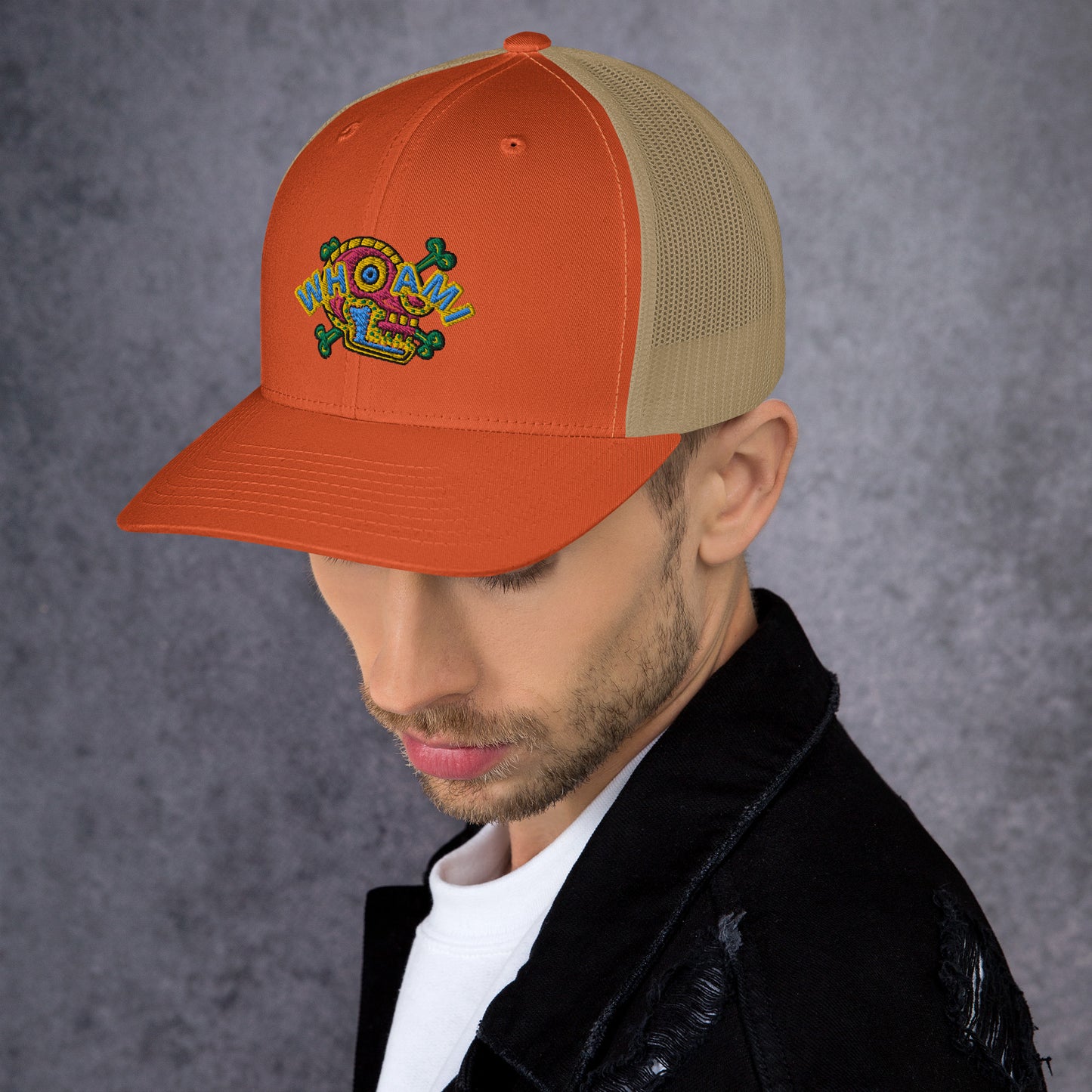 Whoami Skull and bones Trucker Cap