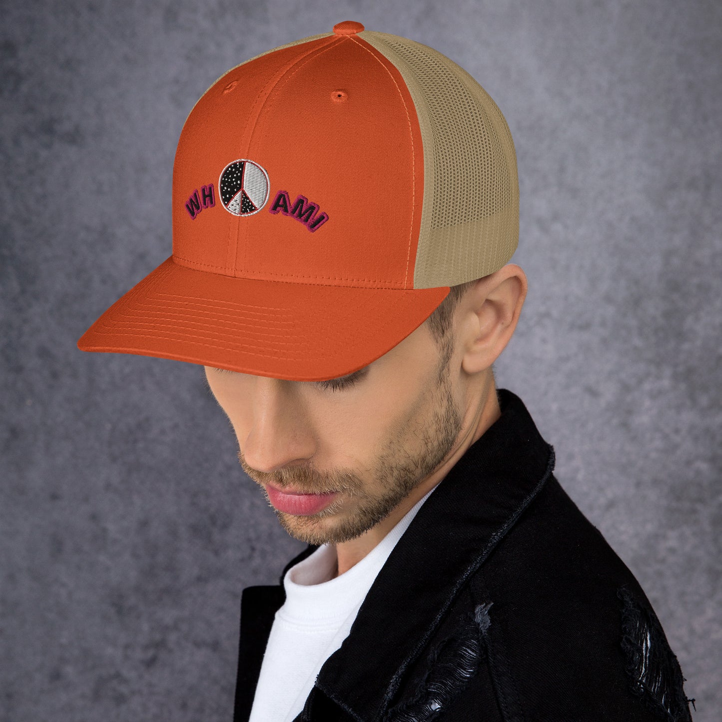 Whoami ying yang peace sign Trucker Cap