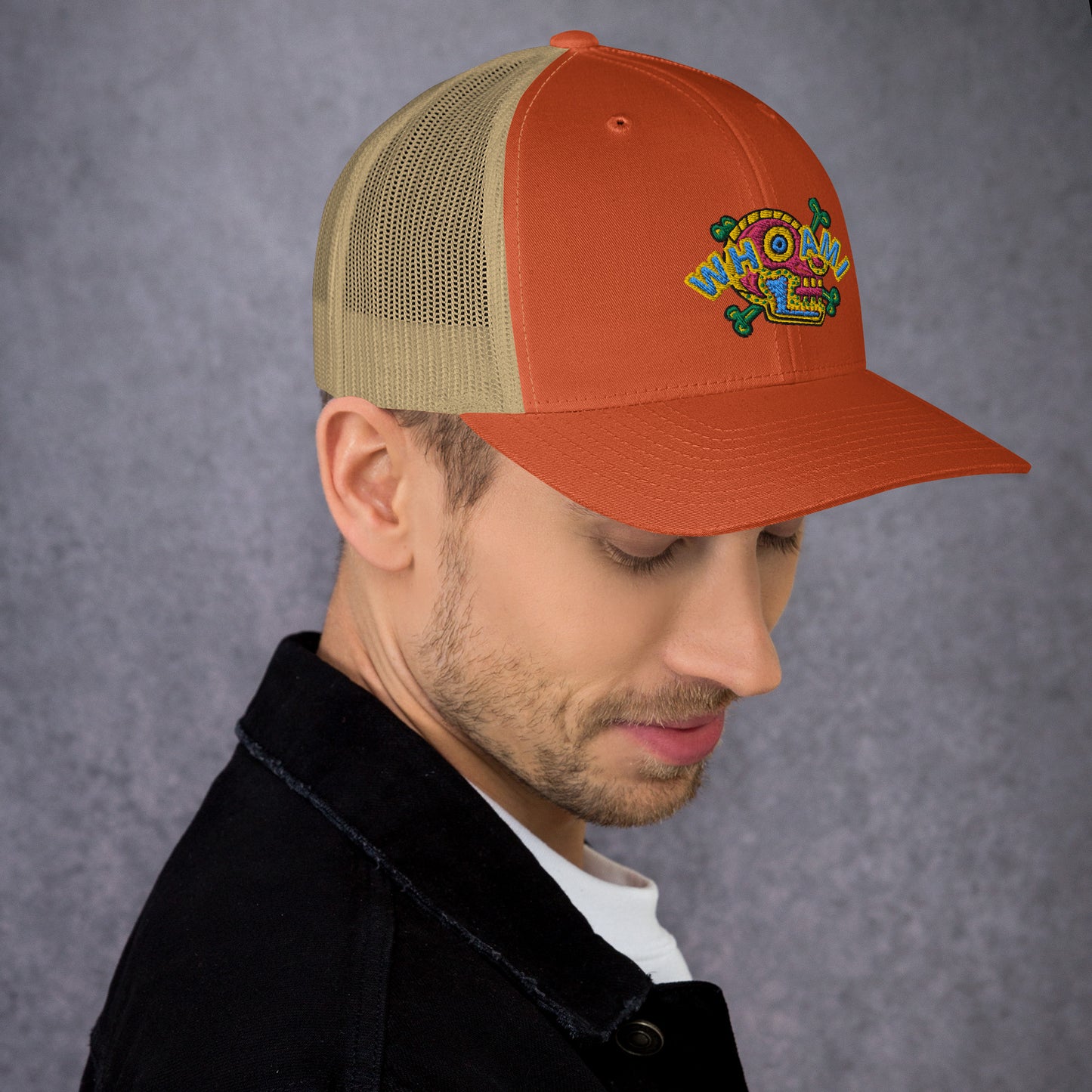 Whoami Skull and bones Trucker Cap