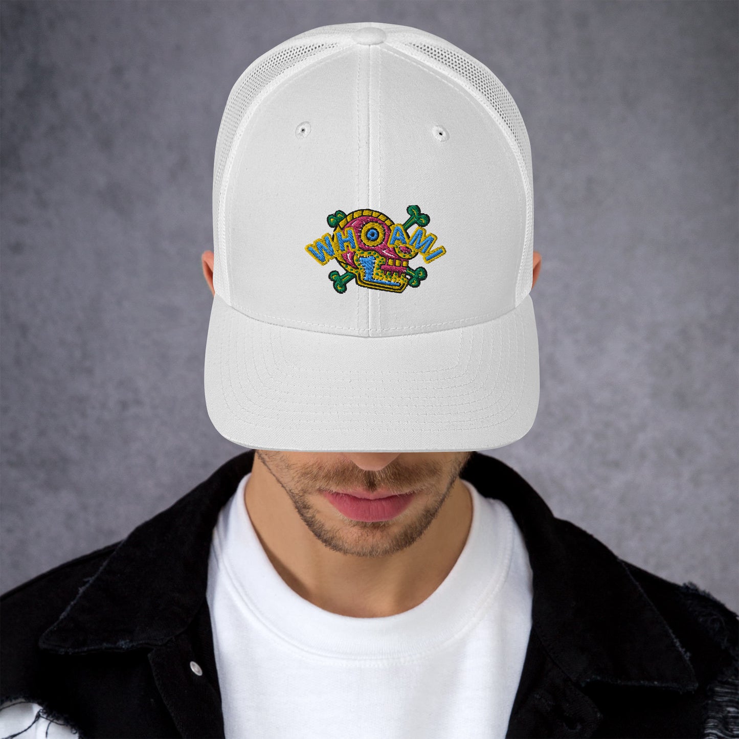 Whoami Skull and bones Trucker Cap