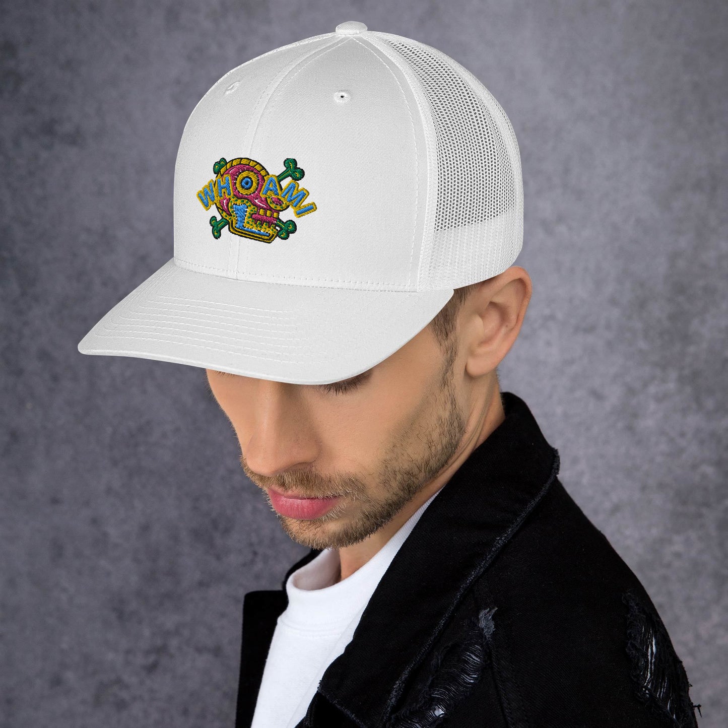 Whoami Skull and bones Trucker Cap