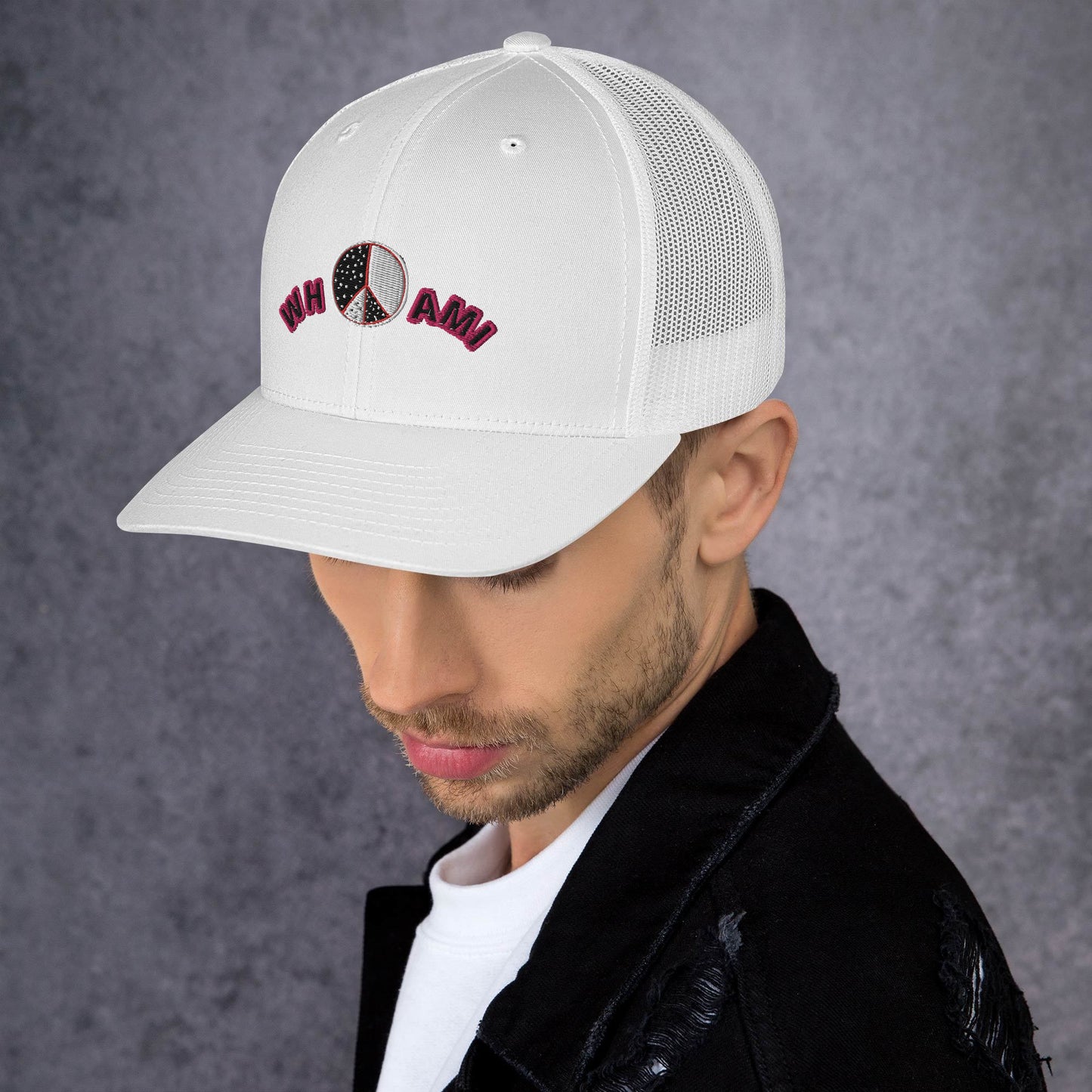Whoami ying yang peace sign Trucker Cap