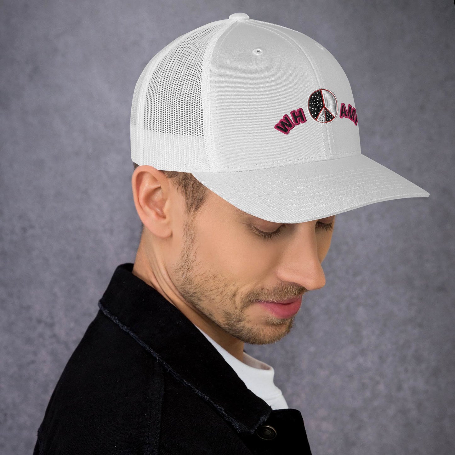 Whoami ying yang peace sign Trucker Cap